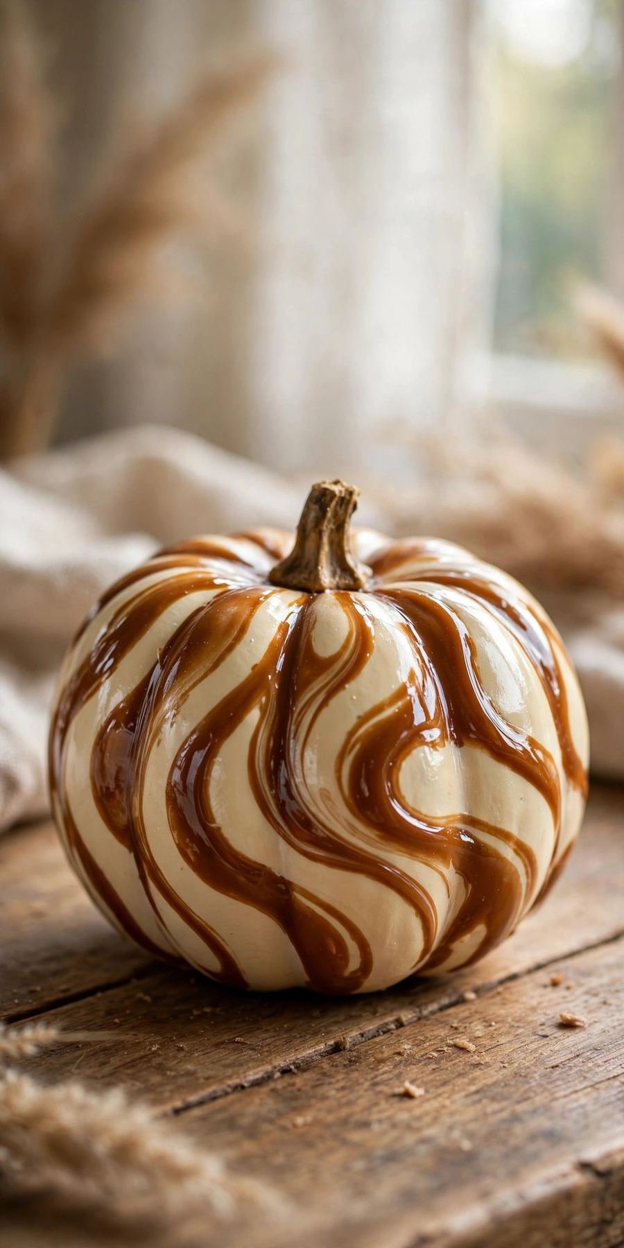 boba pumpkin painting: brown sugar tiger stripe pumpkin