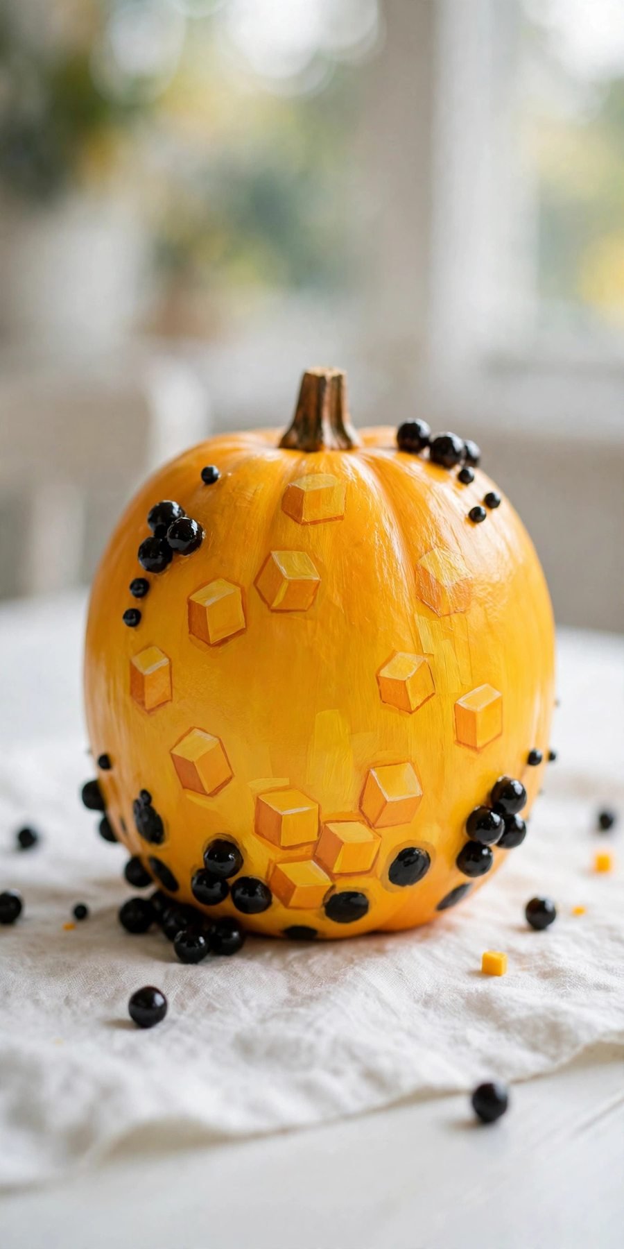 boba pumpkin painting: mango yellow bubble tea pumpkin