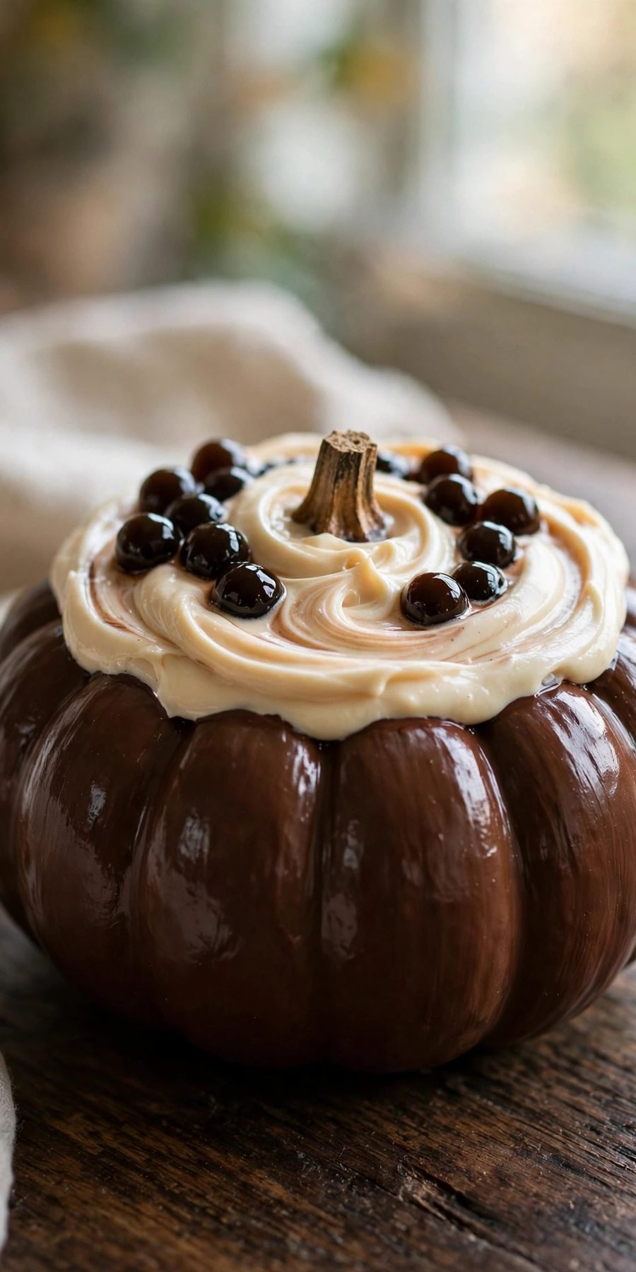 boba pumpkin painting: chocolate brown boba milk pumpkin