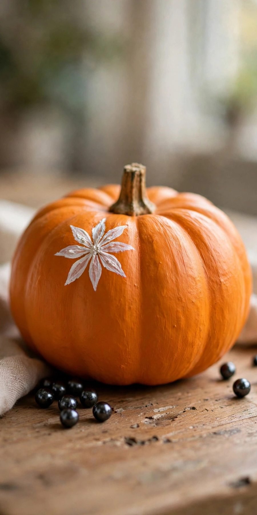 boba pumpkin painting: Thai tea orange pumpkin with star anise