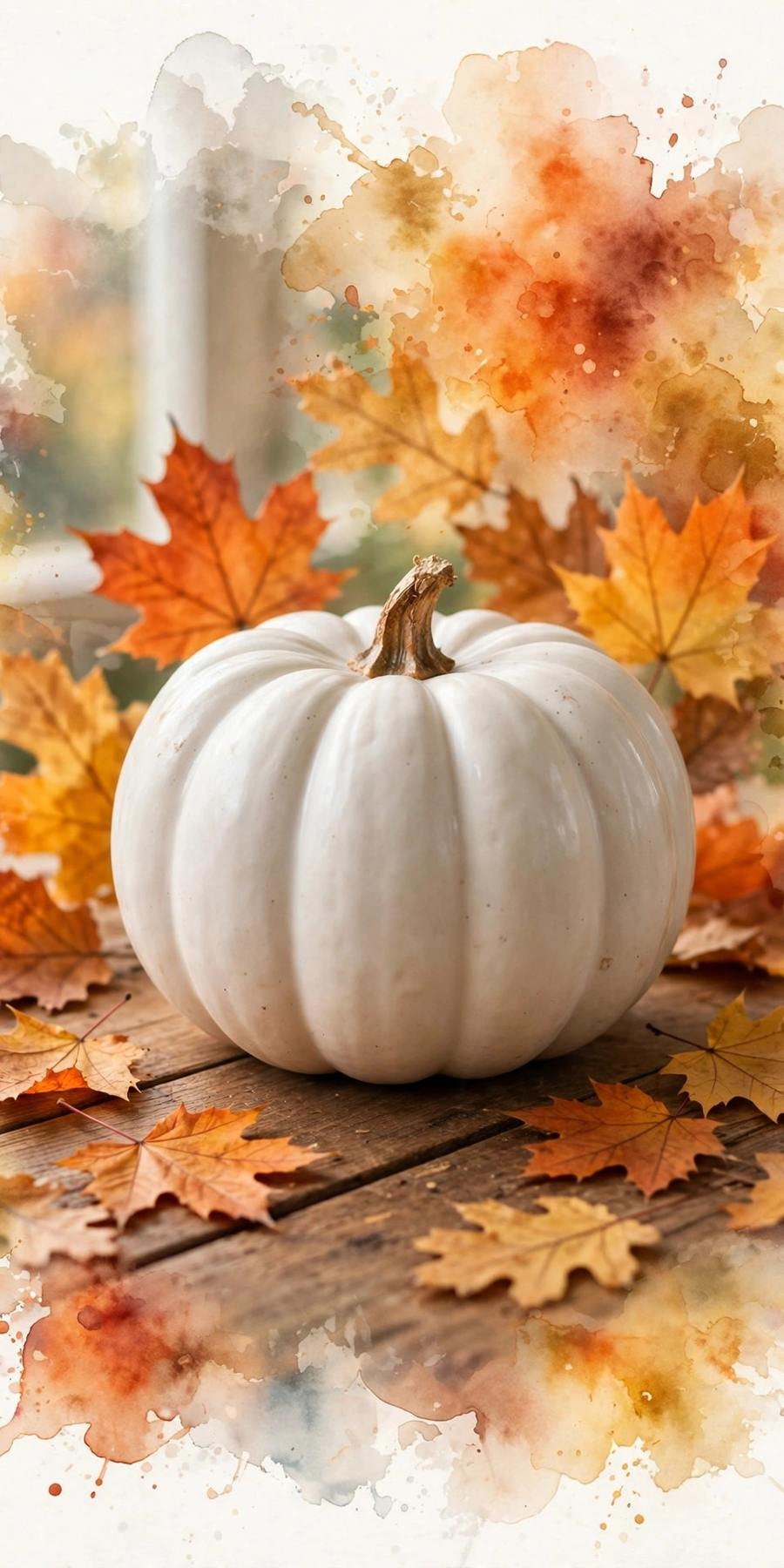 ceramic pumpkin decor ideas: watercolor autumn wash pumpkin