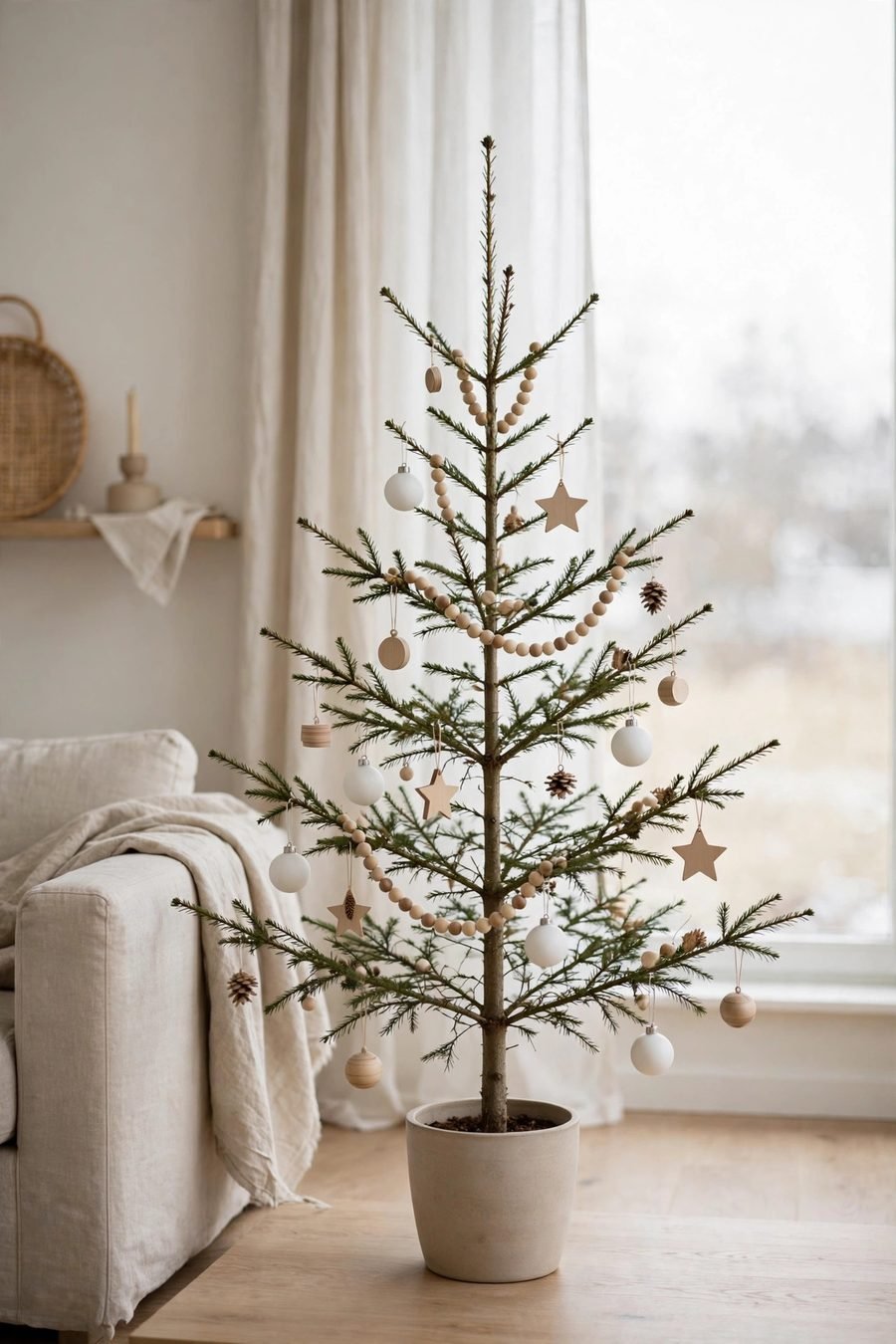 Christmas tree decorations: minimalist scandinavian tree