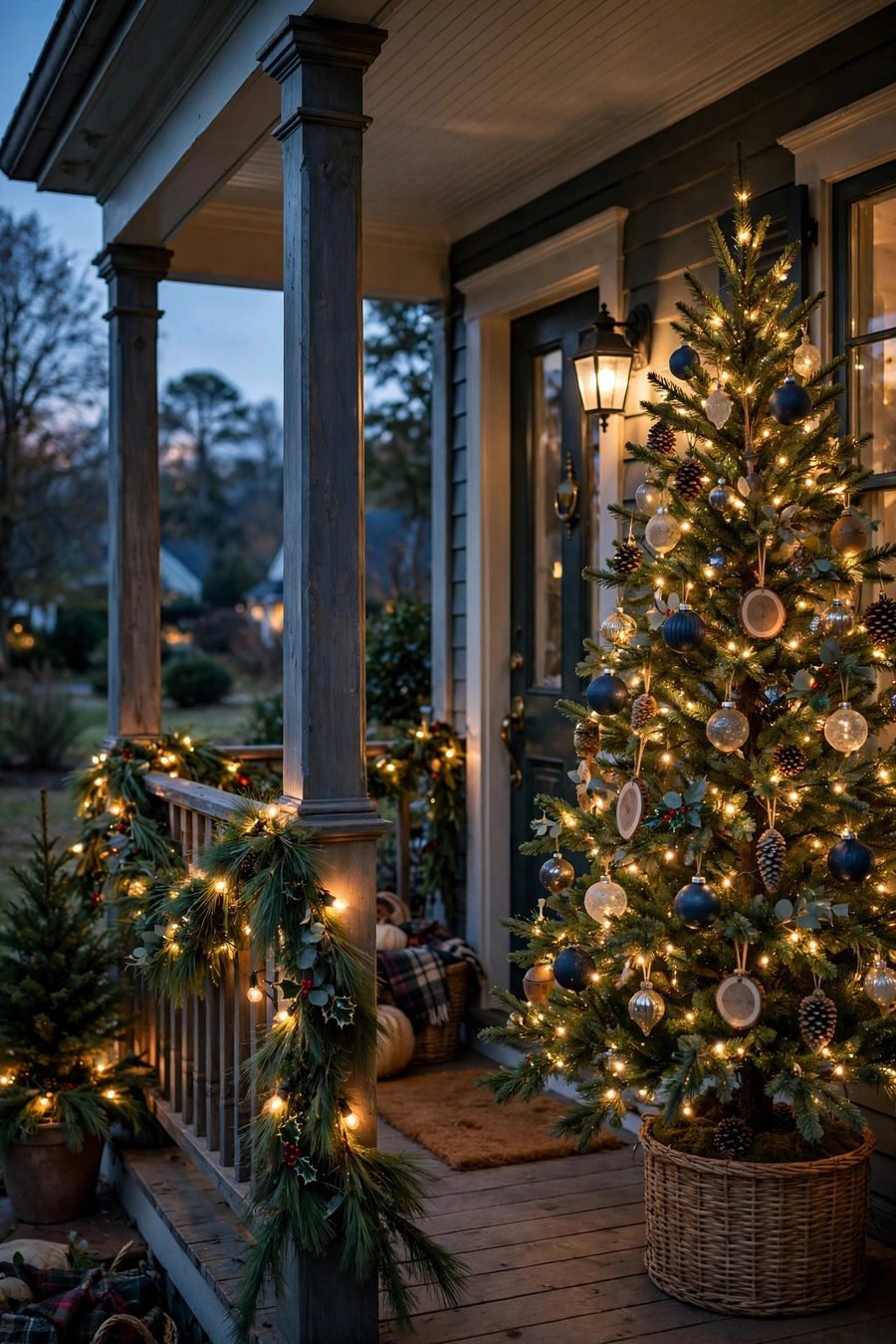 Christmas tree decorations: outdoor porch tree decorations