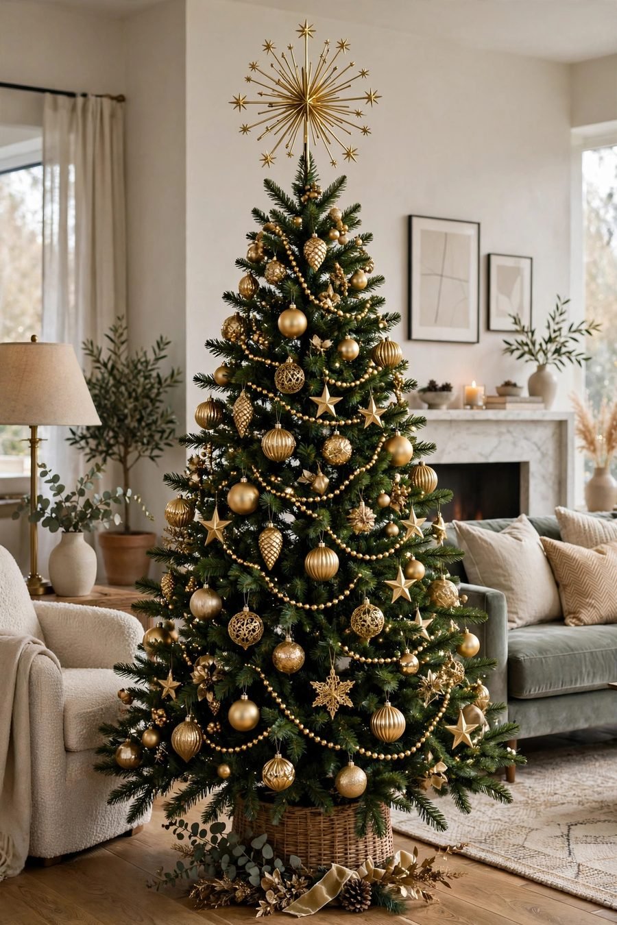 Christmas tree decorations: starburst topper tree