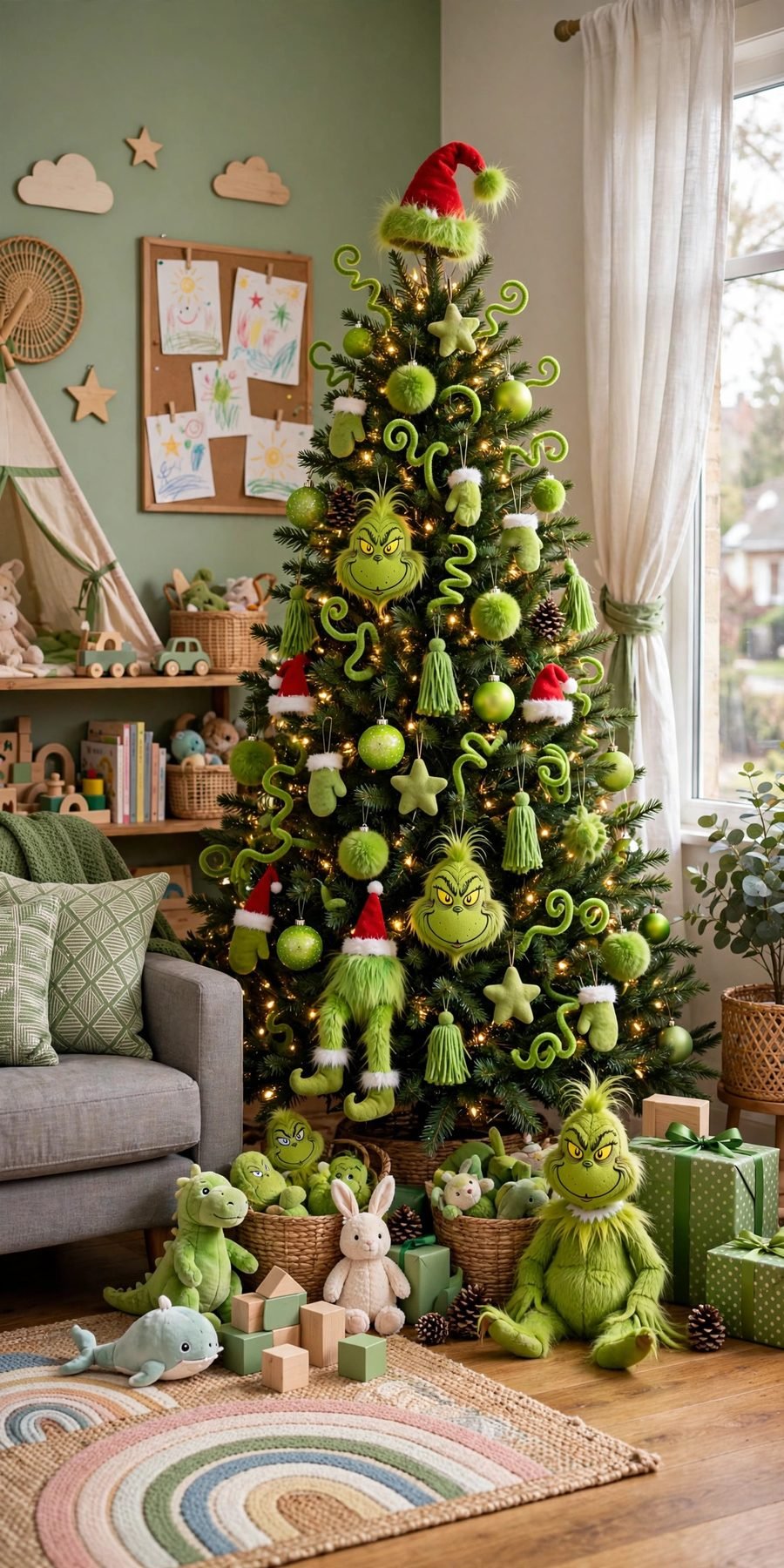 Christmas tree decorations: grinch themed fun tree