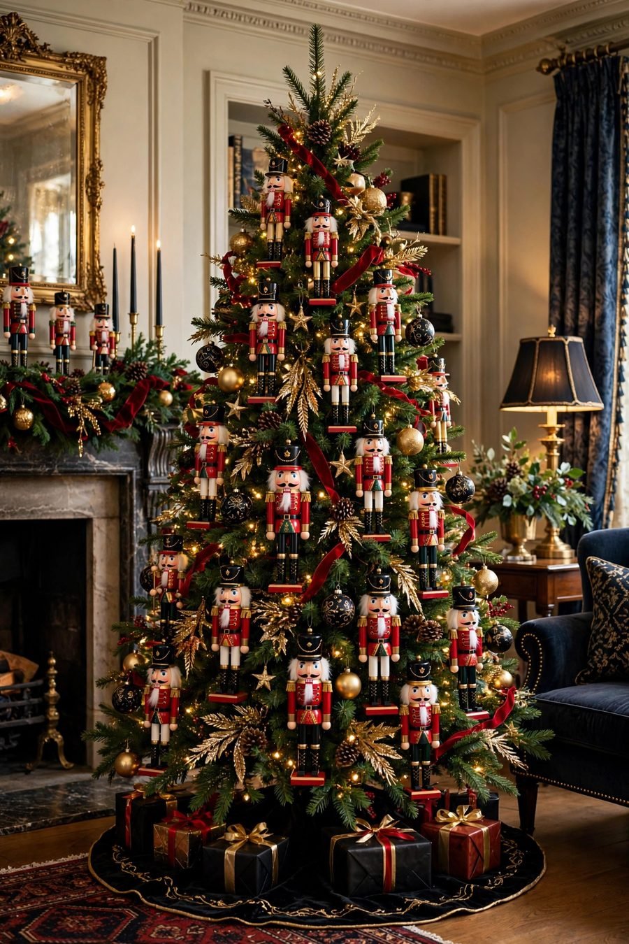 Christmas tree decorations: nutcracker theme tree