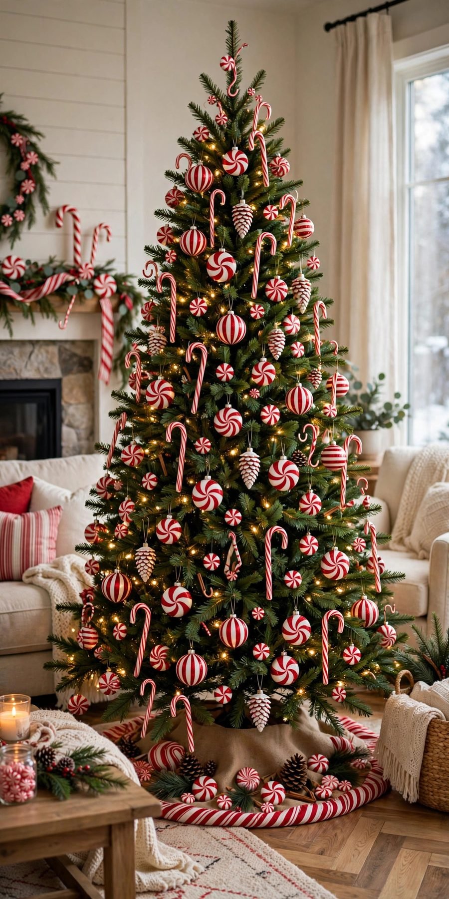 Christmas tree decorations: candy cane lane tree