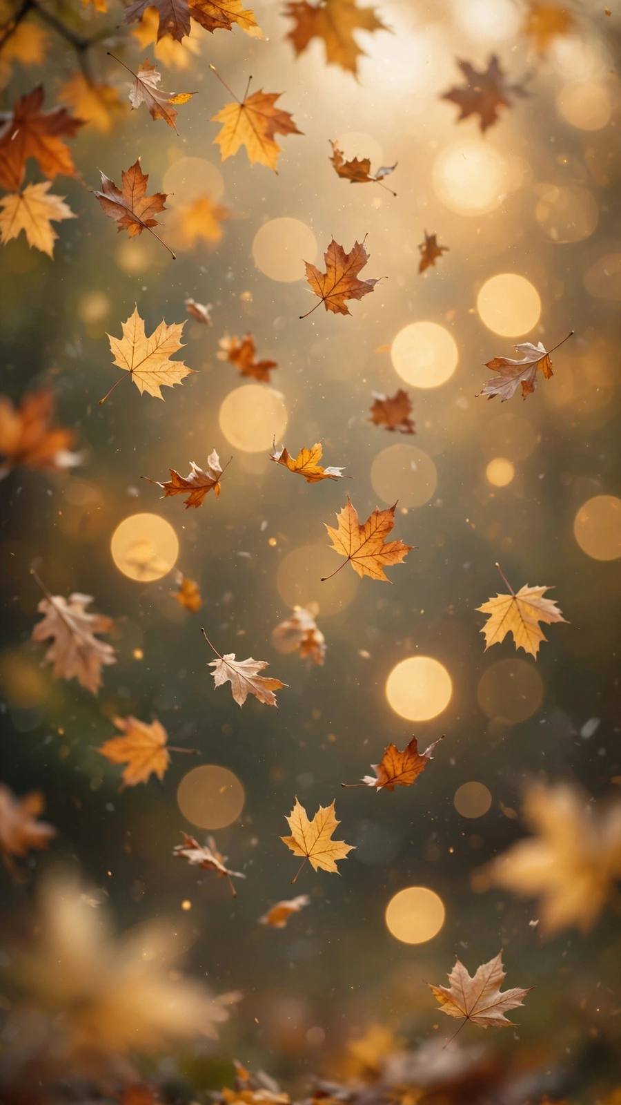 Fall wallpaper ideas: falling autumn leaves with bokeh