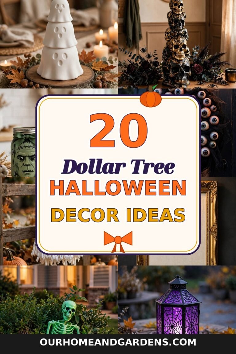 Dollar tree halloween decor DIY ideas — collage pin with 20 Halloween craft ideas