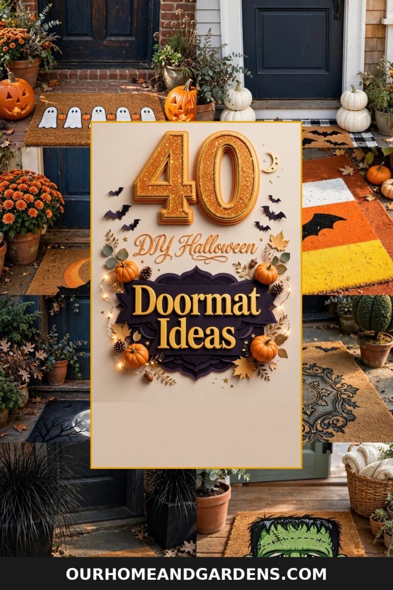 40 DIY Halloween Doormat Ideas — collage of hand-painted Halloween doormats