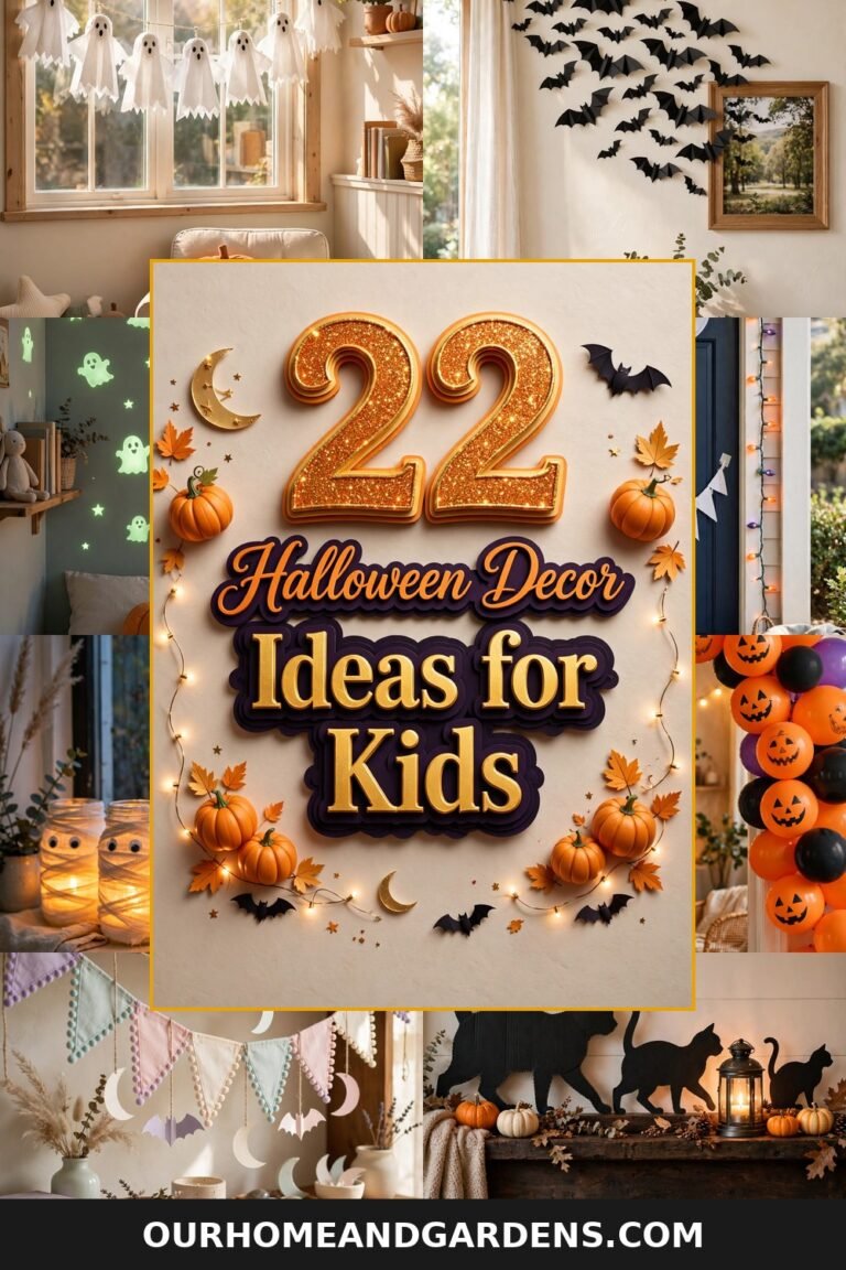 Halloween decor ideas for kids — 22 cute not scary pin graphic