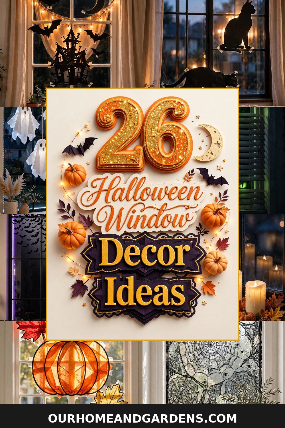 26 Halloween window decor ideas — collage pin graphic