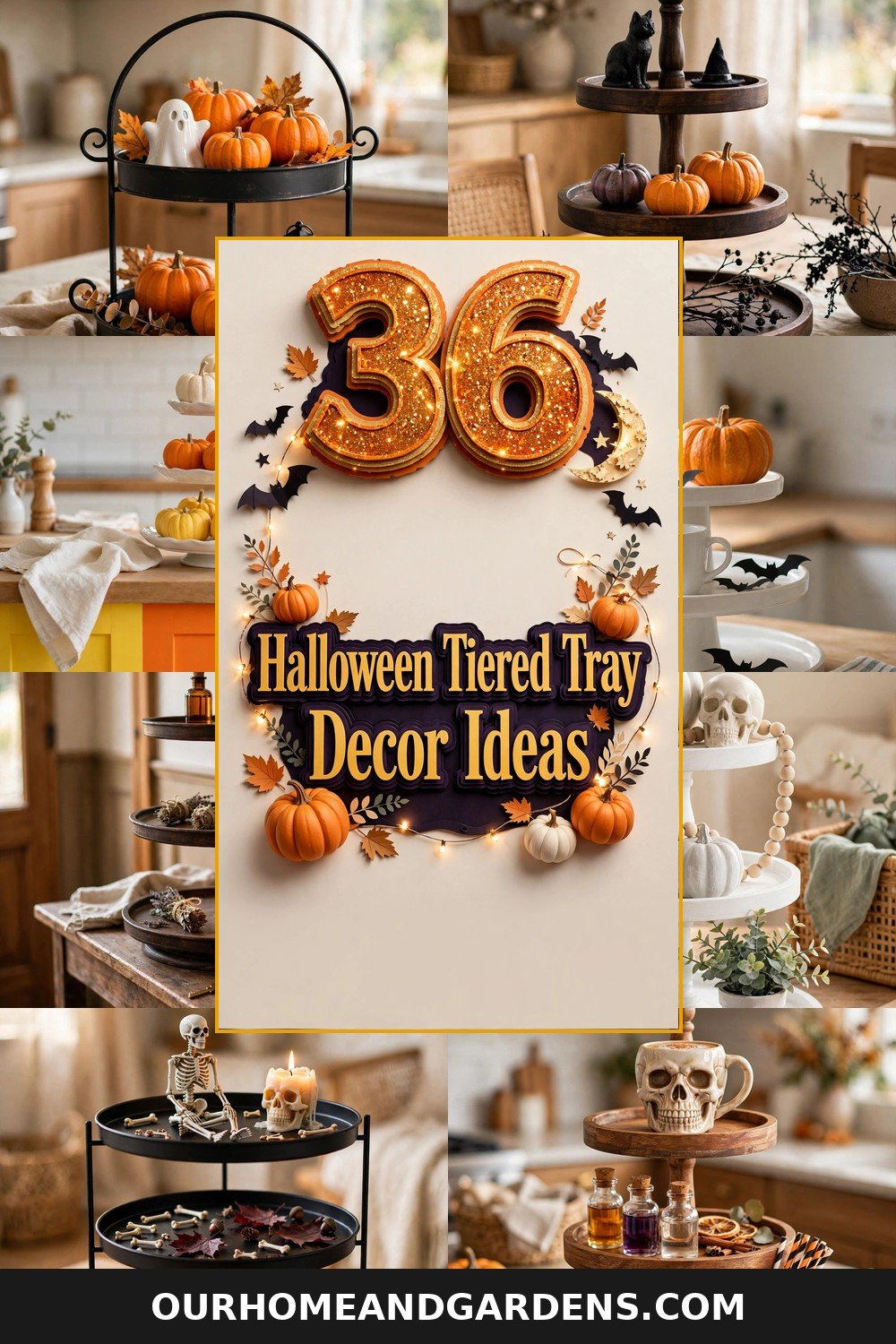 36 Halloween tiered tray decor ideas collage pin graphic