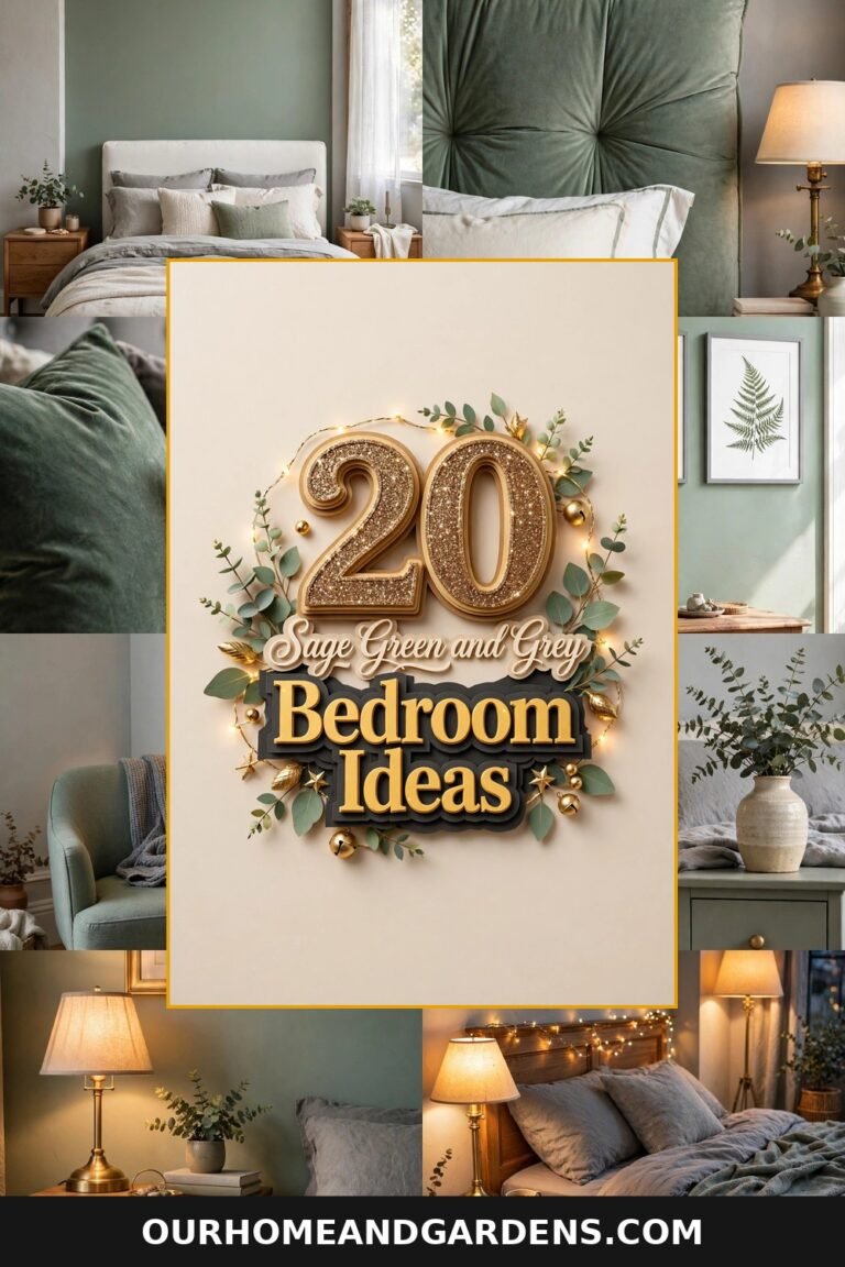 20 sage green and grey bedroom ideas collage pin graphic