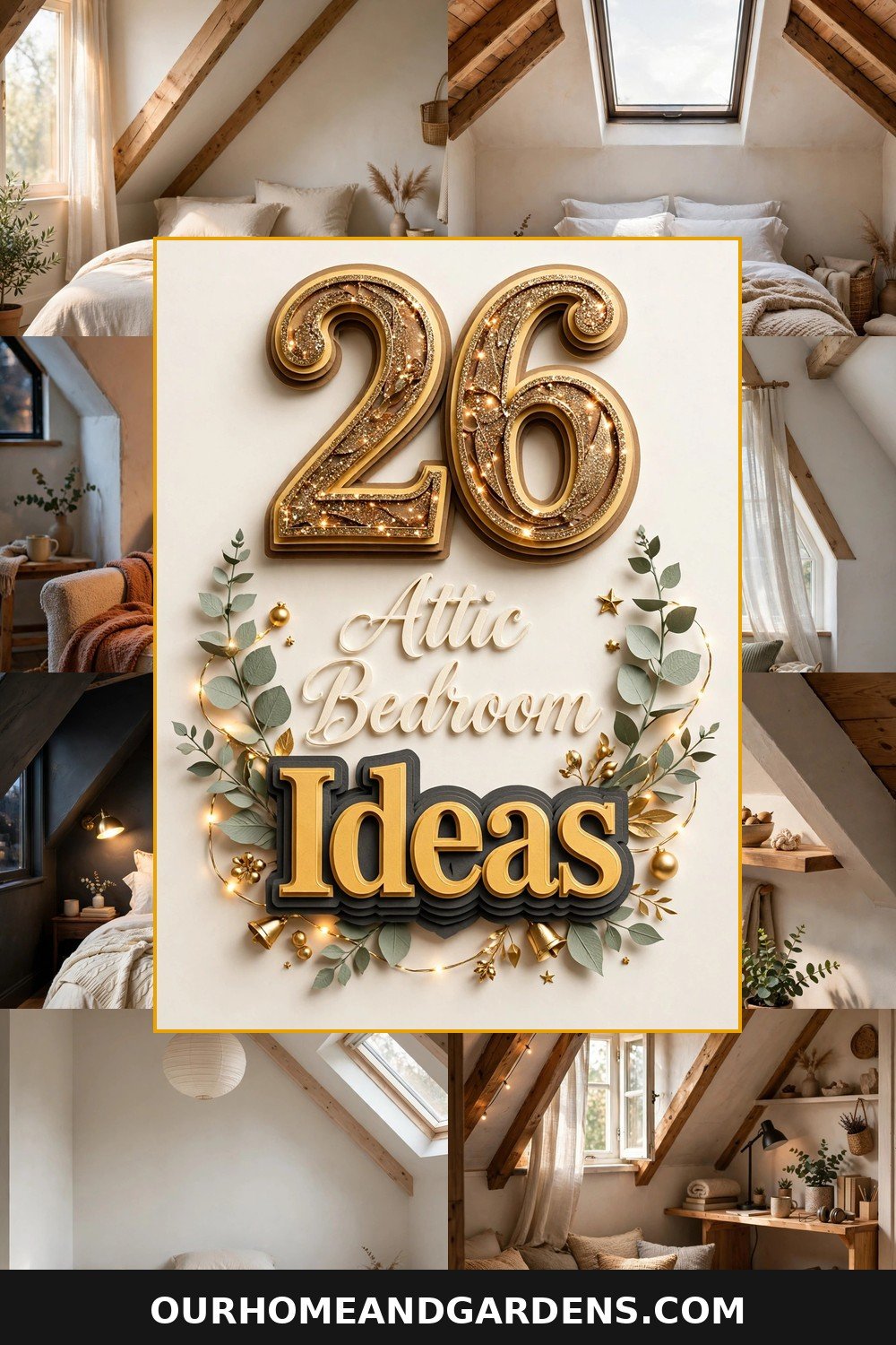 26 Attic Bedroom Ideas hero collage pin graphic
