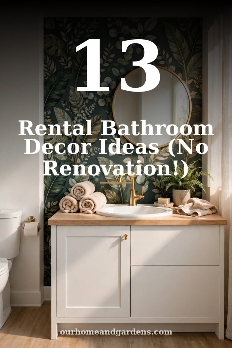 13 rental bathroom decor ideas with no renovation — pin graphic