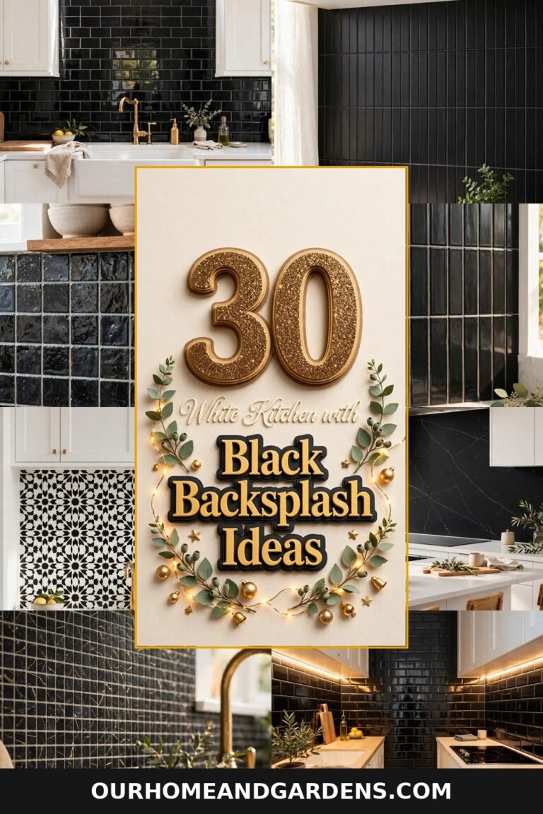 White kitchen with black backsplash ideas — 30 stunning looks collage