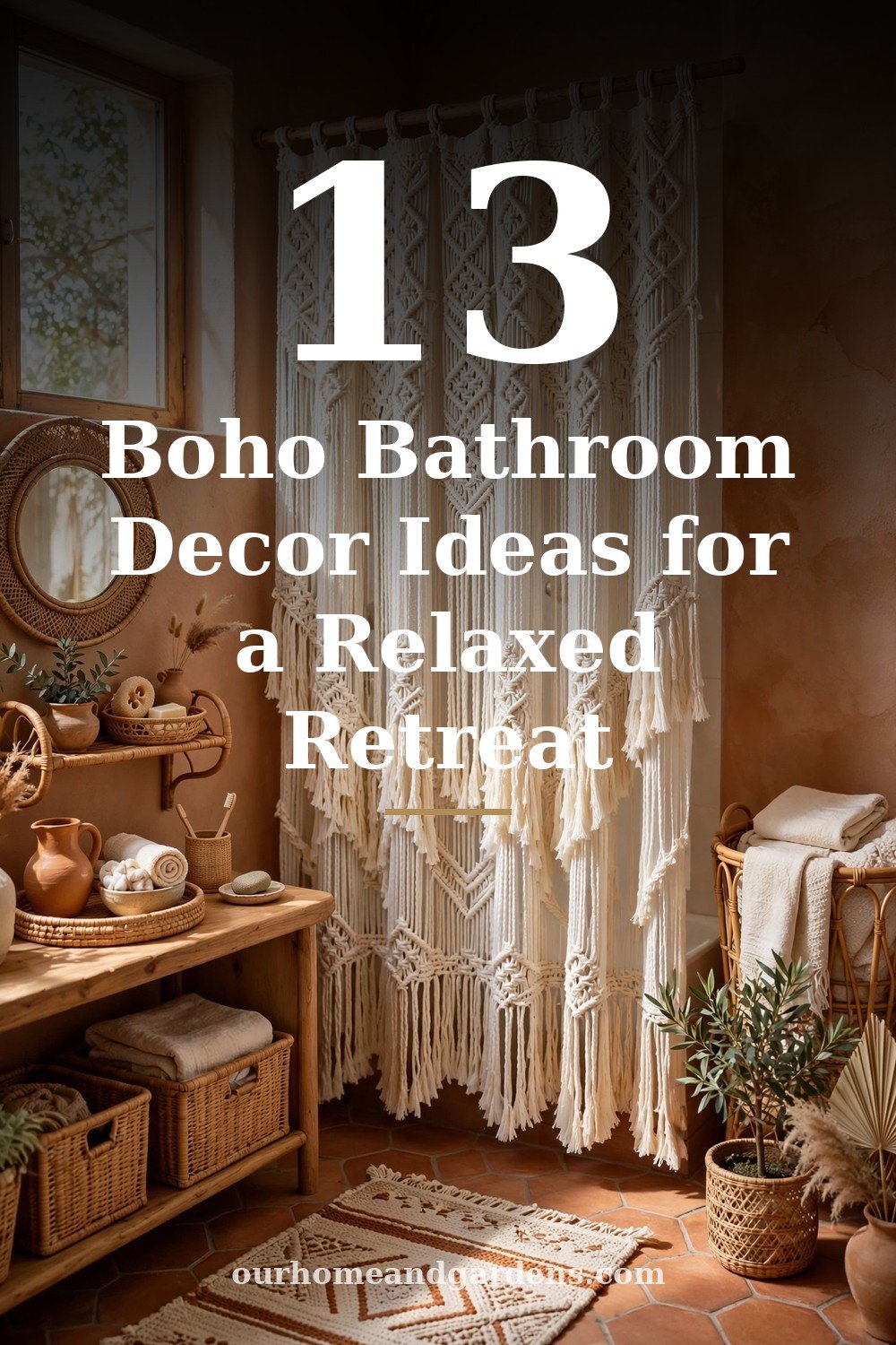 13 Boho Bathroom Decor Ideas for a Relaxed Retreat — pin hero graphic