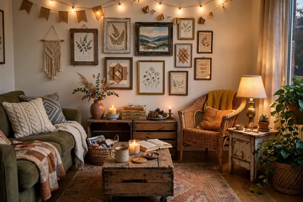 Cozy living room styled with DIY home decor ideas on a budget
