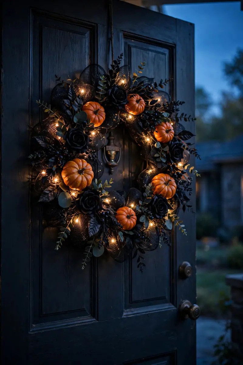 Lit LED Halloween Wreath