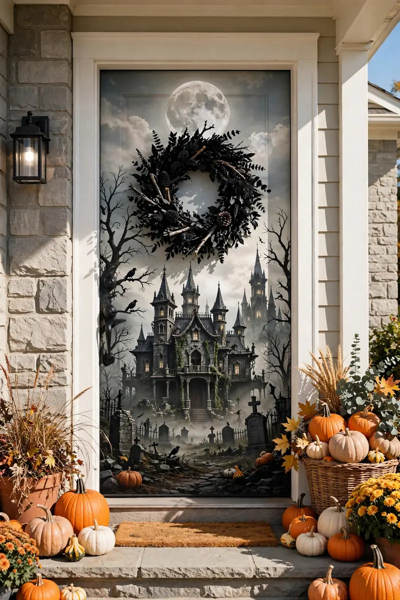 Full Halloween Door Cover (Instant Haunted House)