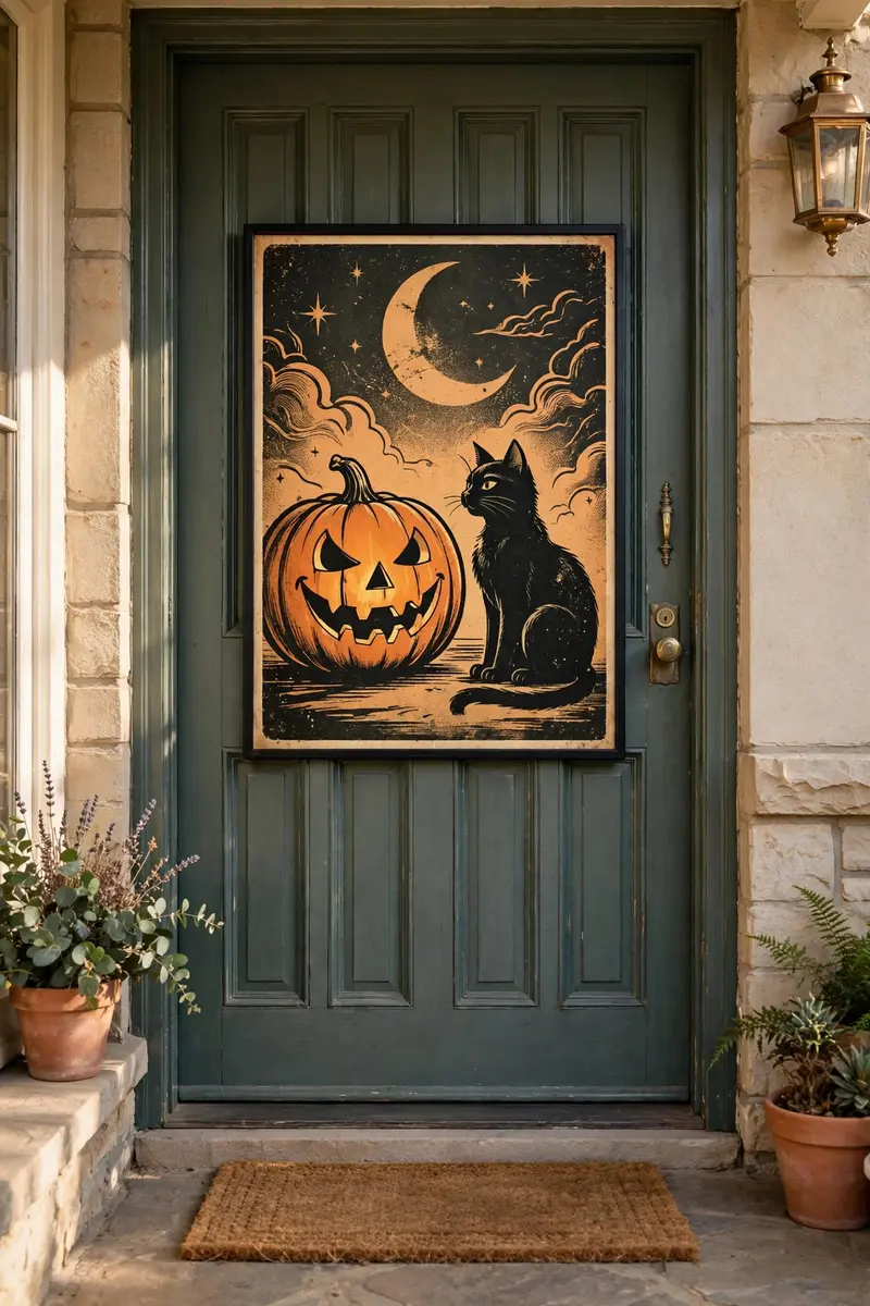 Vintage Halloween Poster Door