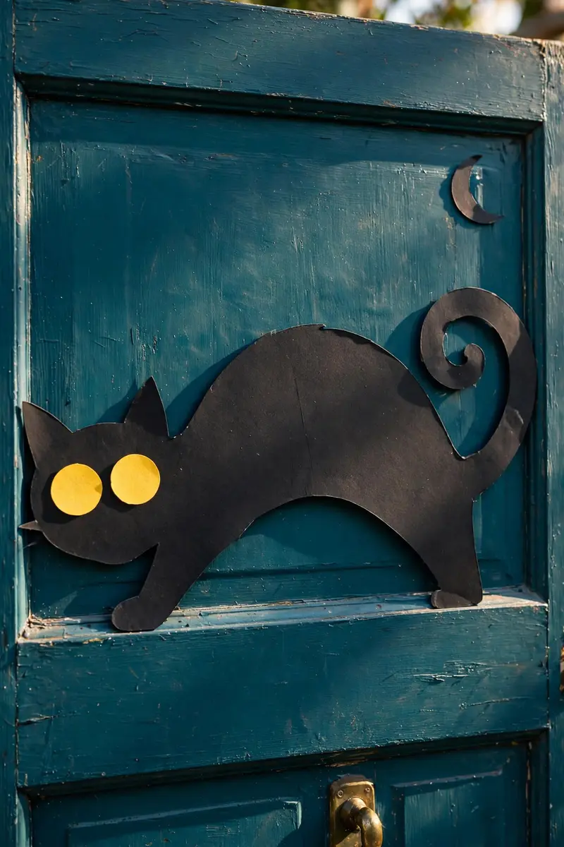 Black Cat Silhouette Door