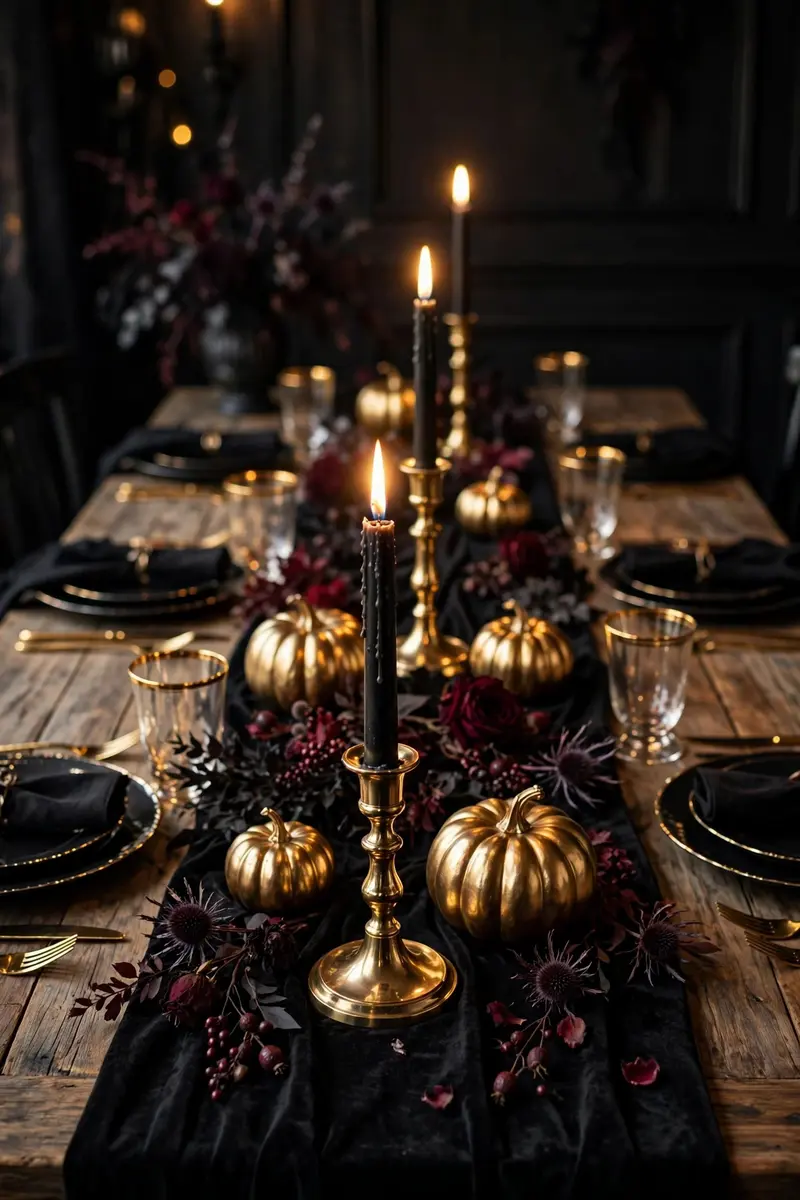Black-and-Gold Gothic Glam Runner
