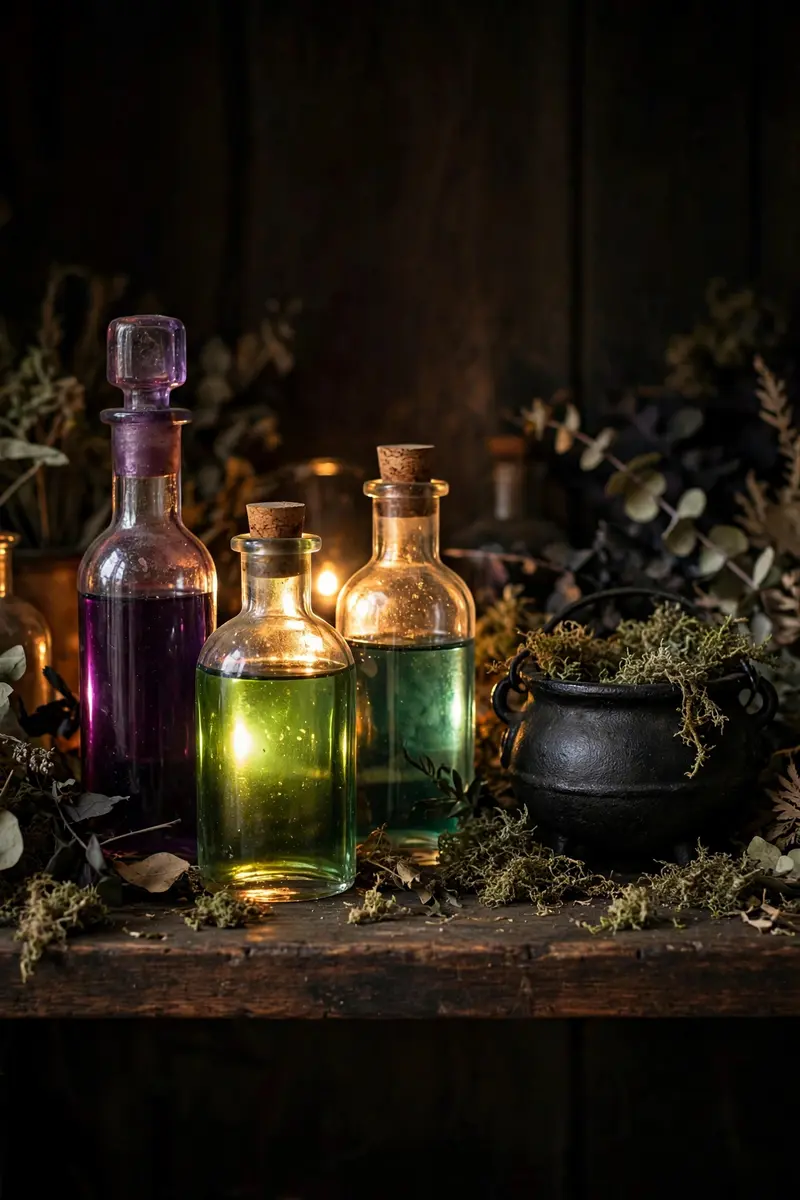 Halloween shelf decor ideas: mantel shelf with ghost garland and pumpkins