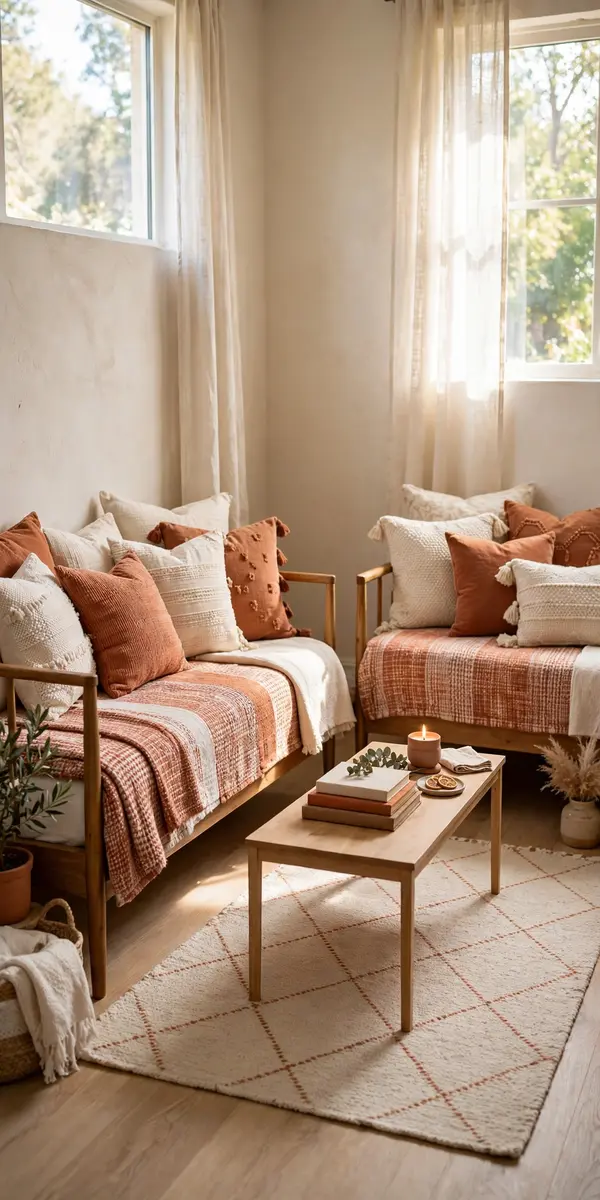 Two daybeds facing each other as sofa seating