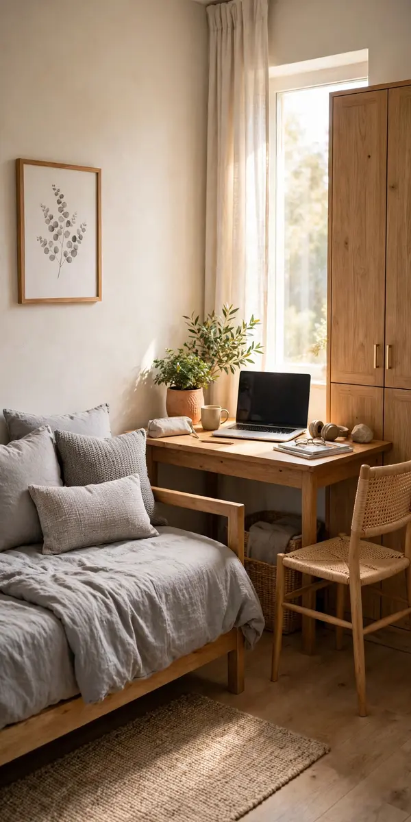 Daybed and desk combo in a guest room office