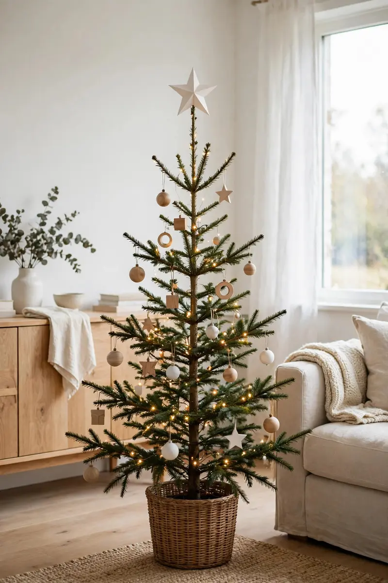 Small christmas tree decorating ideas — Scandinavian minimal tree