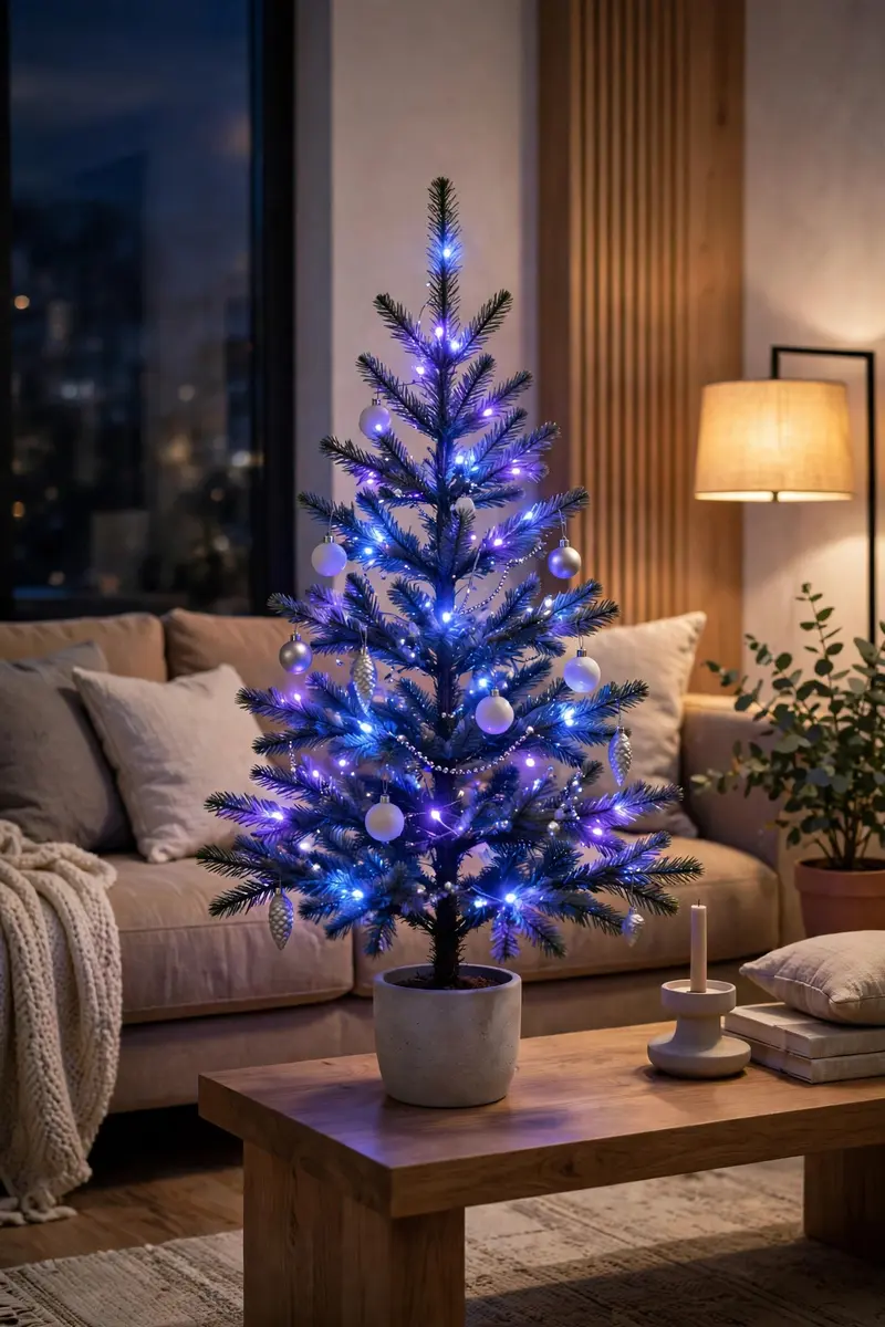 Small christmas tree decorating ideas — LED color-changing modern tree