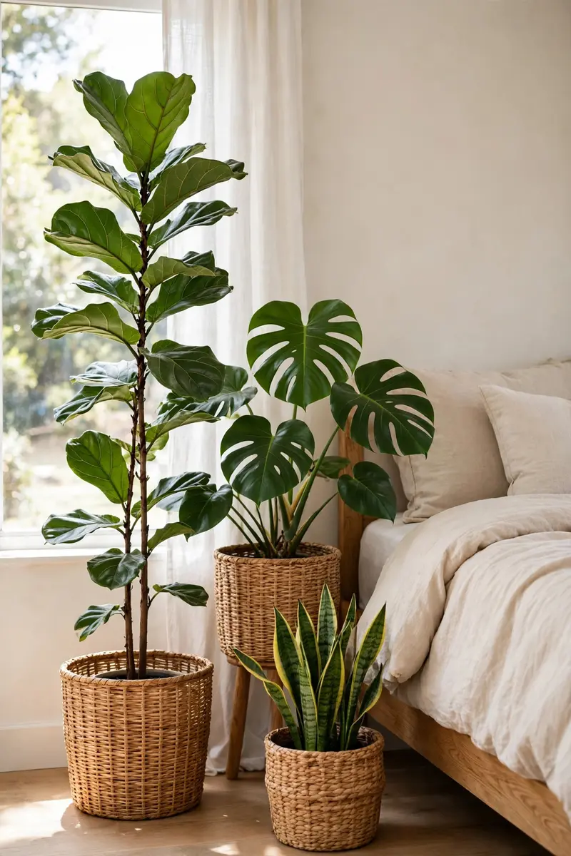 Green aesthetic bedroom ideas — Jungle Corner Floor Plants