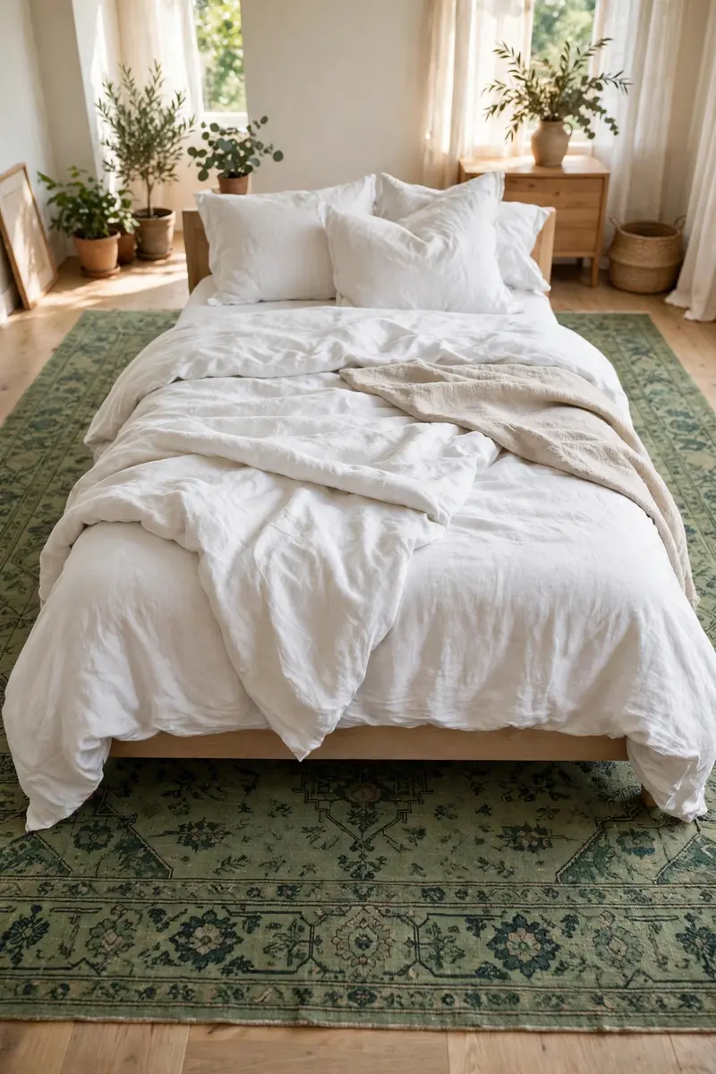 Green aesthetic bedroom ideas — Green Area Rug