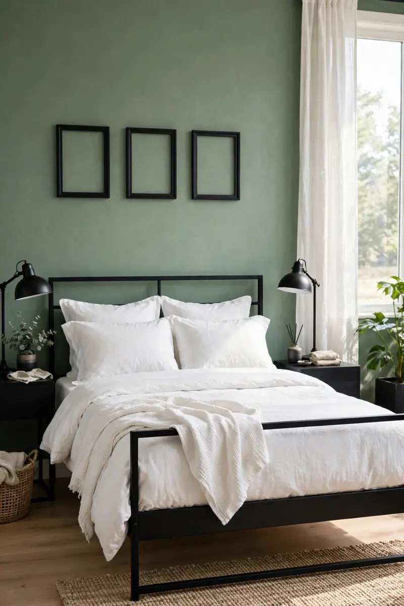 Green aesthetic bedroom ideas — Green and Black Modern Edge