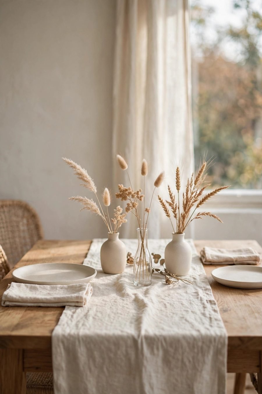 Thanksgiving table decor ideas: minimalist neutral tablescape