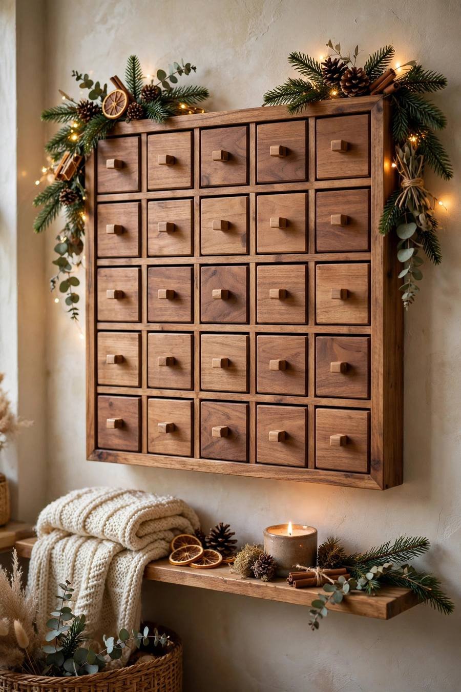 Christmas decor ideas 2026: advent calendar wall display